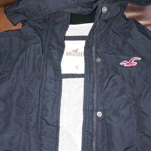 Navy Blue Hollister Rain Coat w/ hood
